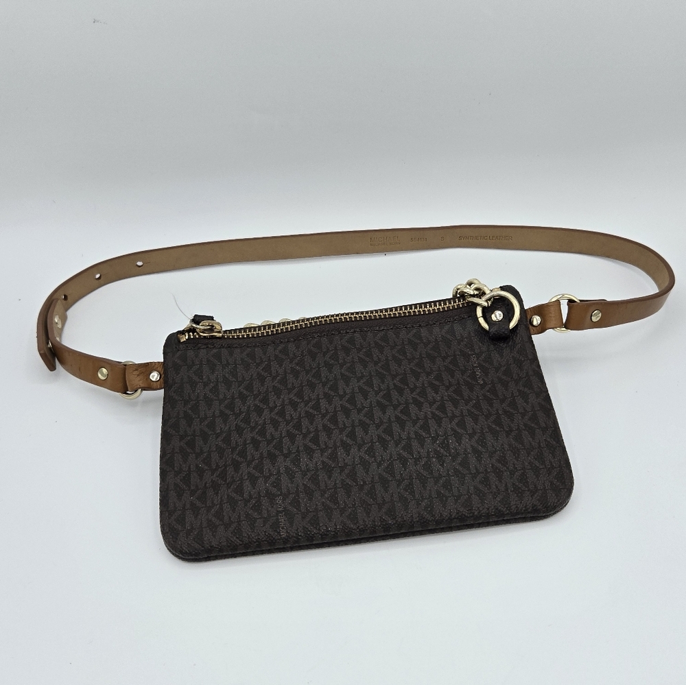 Michael Kors Belt Bag Size Small Adjustable Brown Signature Logo